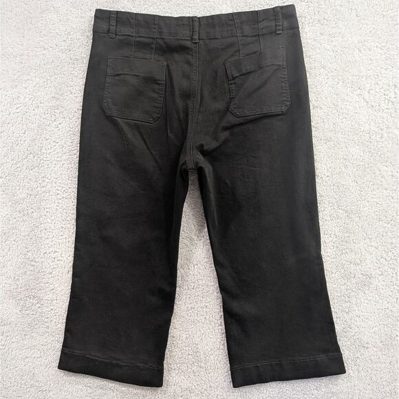 Lark + Grey Cropped Pull-On Black Cropped Wide Leg Pants Size 18 Stretch Cargo - Picture 11 of 13